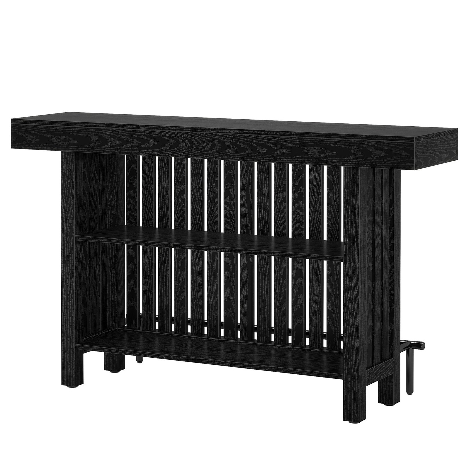 63 Inch Home Bar Unit 2-Tier Bar Table Storage Entryway Console Black