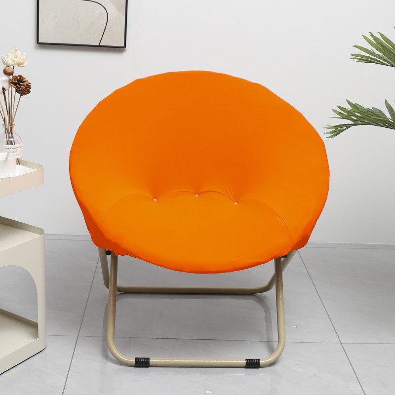 Solid Color Stretch Round Saucer Chair Cover Foldable Moon Chair Protector