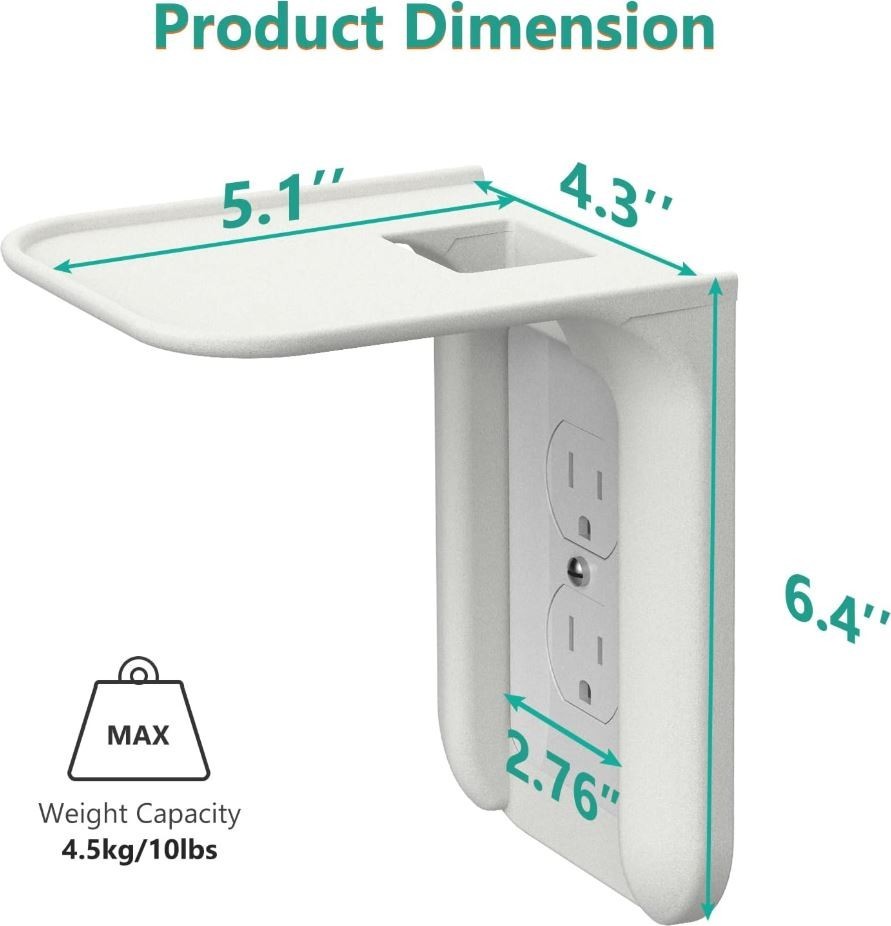 Outlet Shelf Holder Bathroom Kitchen Bedroom Wall Organizer 10lbs Capacity