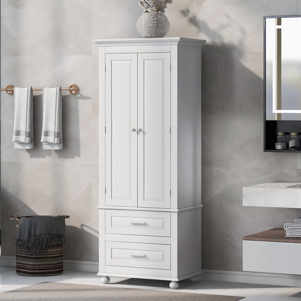 Tall Storage Cabinet W Three Drawers
