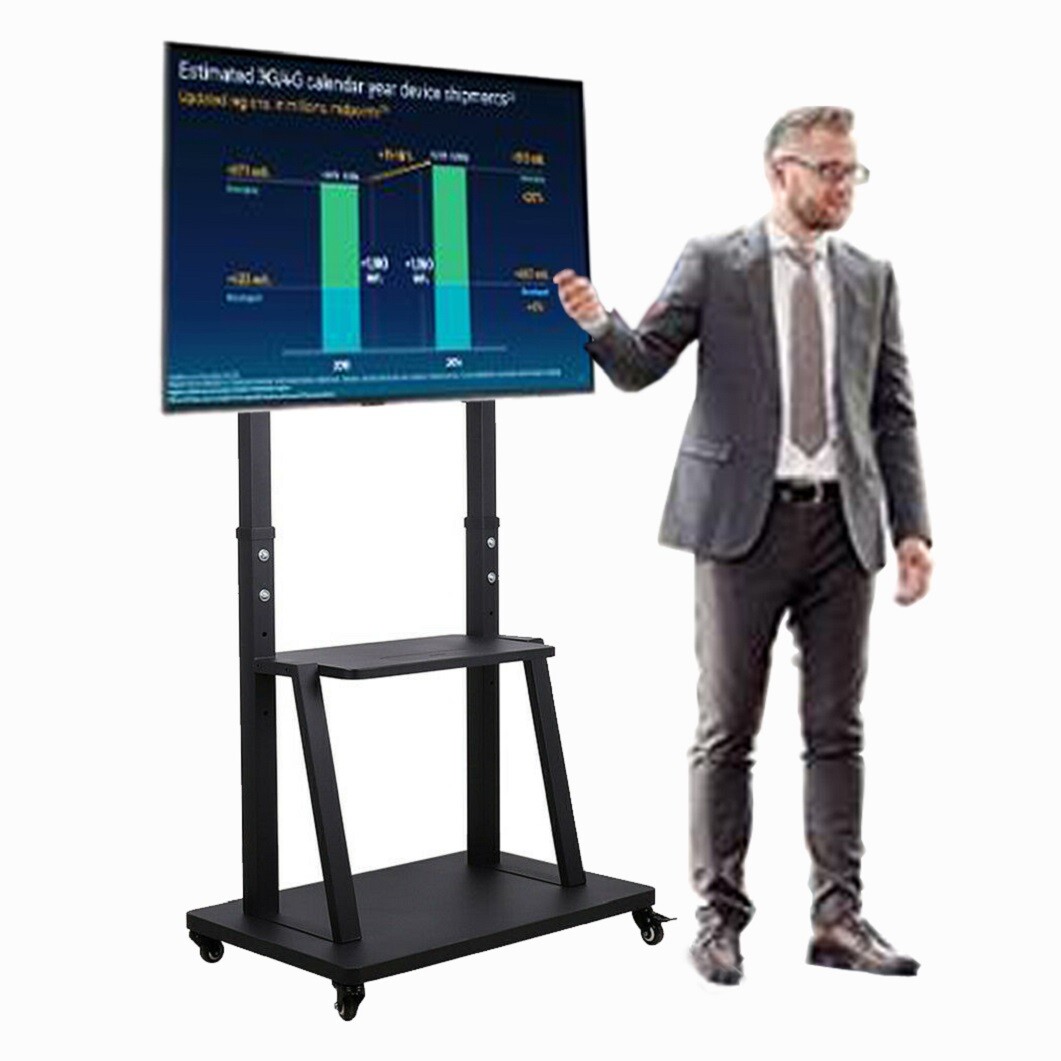 32-100″ Super Large Heavy Mobile TV Cart Rolling TV Stand w/ Tray for Flat Panel