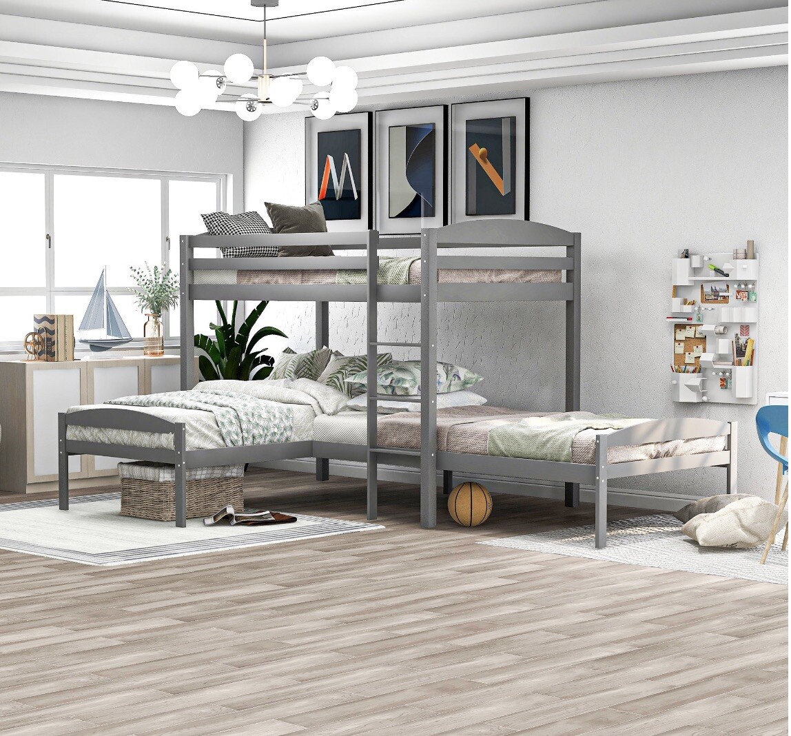 Euroco Twin Over Twin Over Twin Ladder Kids Furniture