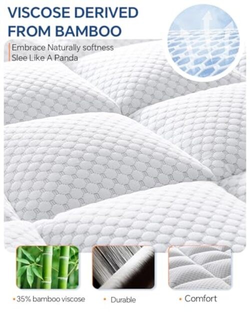 Mattress Topper Dual Layer 4 Inch Memory Foam Mattress Queen White-blue