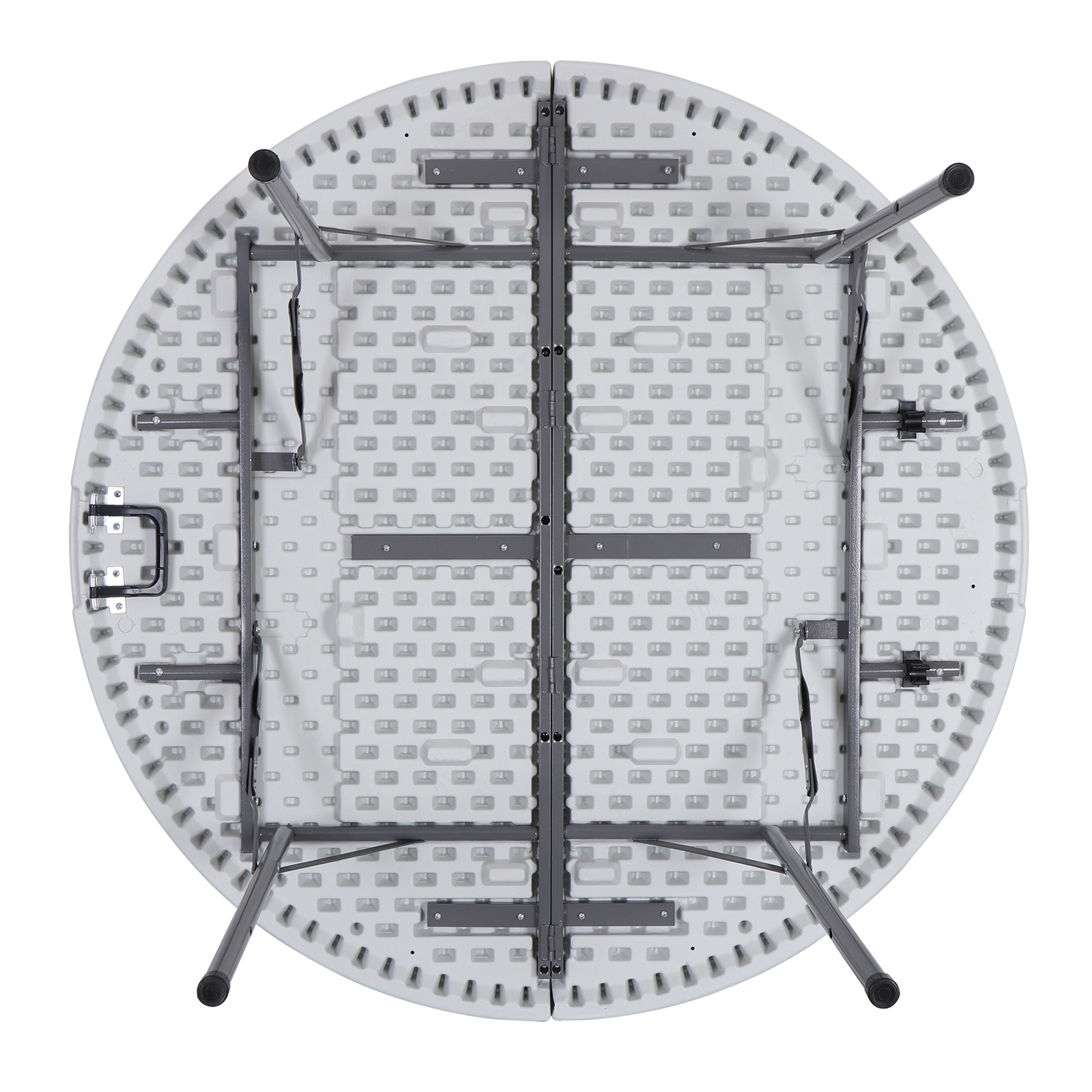 4 Ft Round Folding Camping Table White for Indoor Outdoor Party Banquet