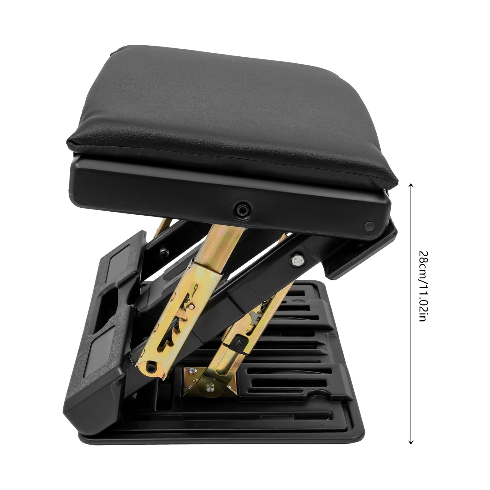 12.4*12.4*3.35in Black ABS& PU& Sponge& Copper Ergonomic Foldable Footrest ﻿ ﻿
