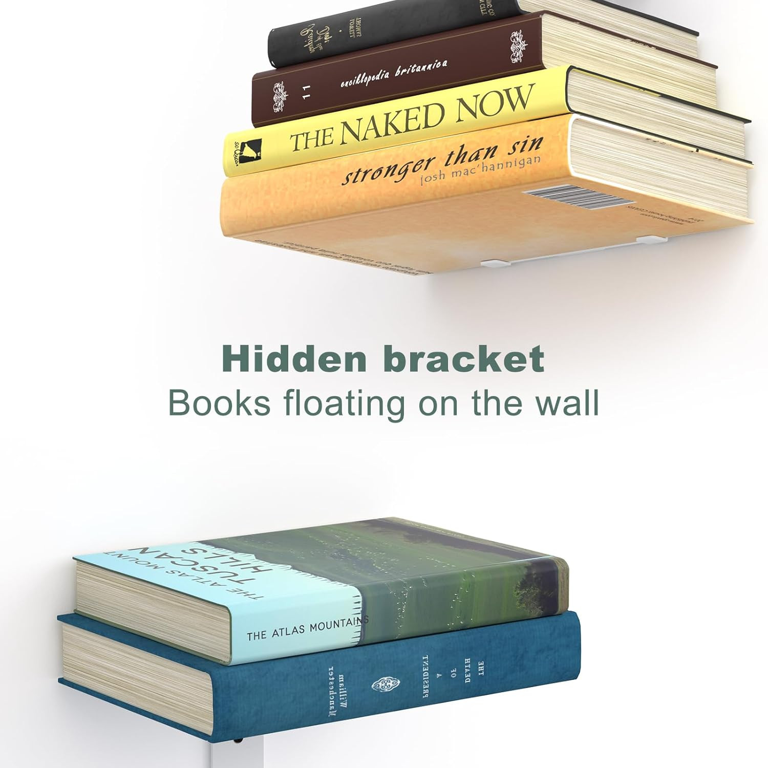 Invisible Floating Bookshelves for Wall, 6 Tier Vertical Spine Book Tower, Heavy
