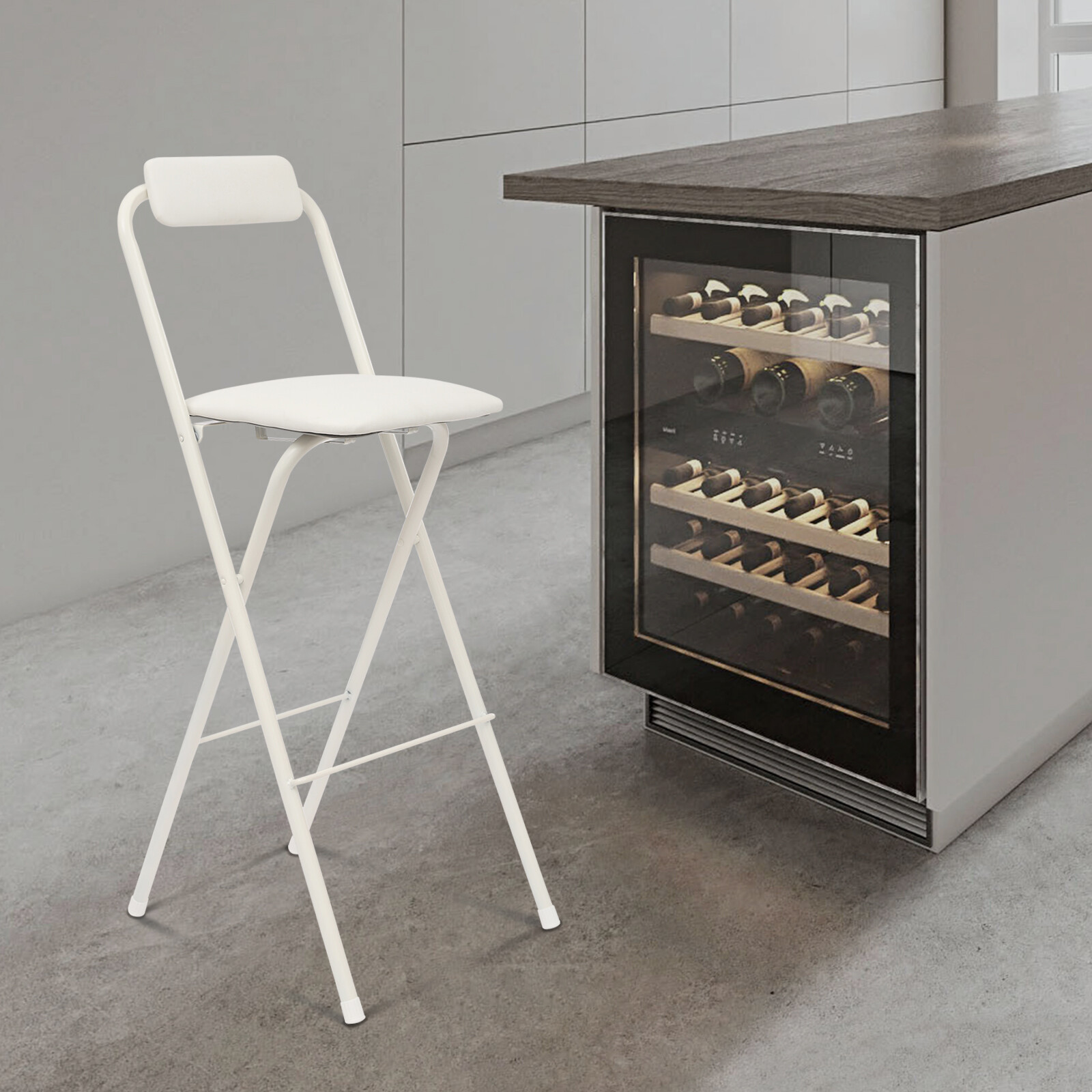 Folding Bar Chair 29.5in Height, 275lb Capacity, Portable PU Stool for Kitchen