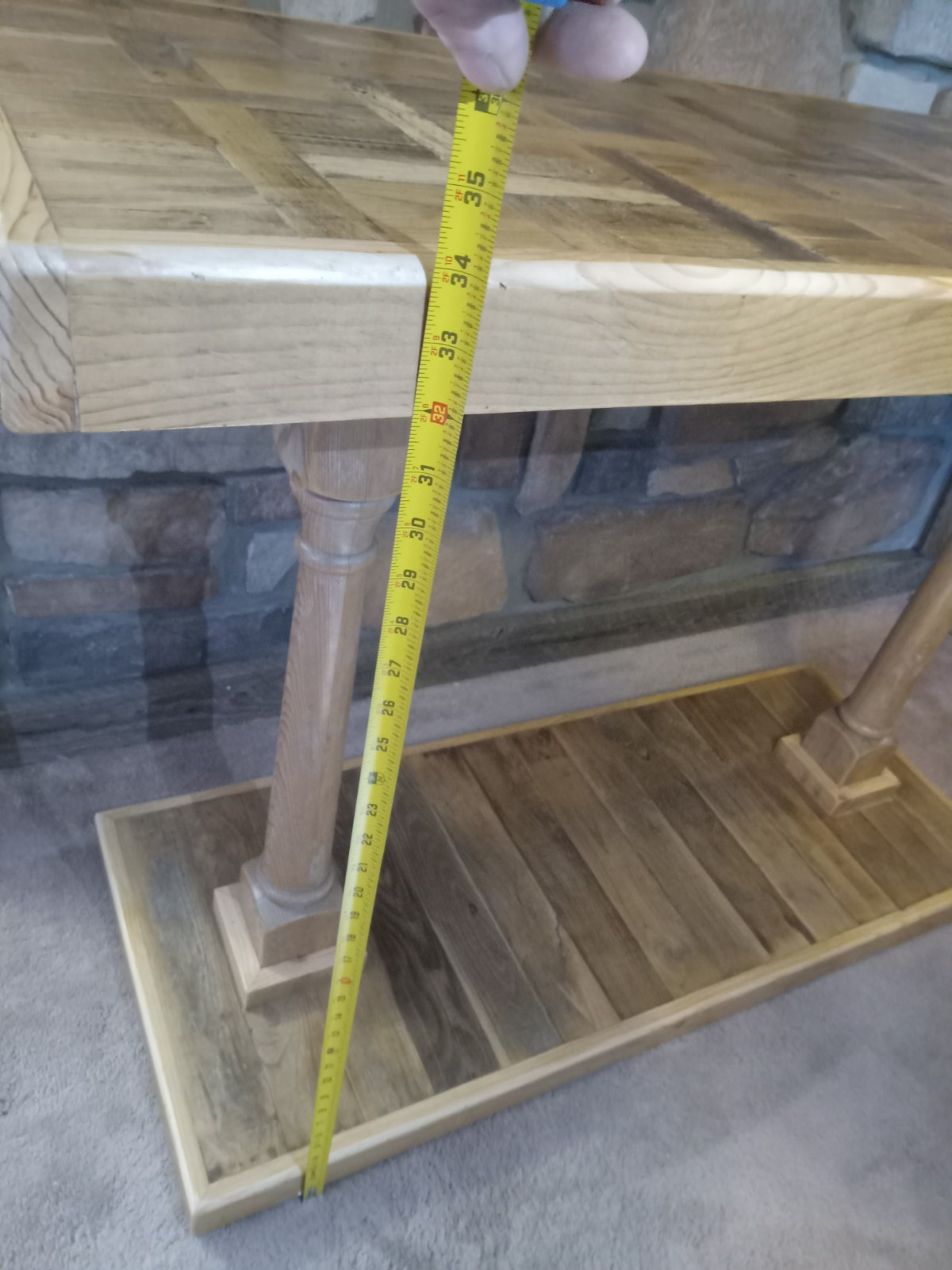 Primitive Basket Weeve Pattern Entry Table / Barnwood* 49x34x20