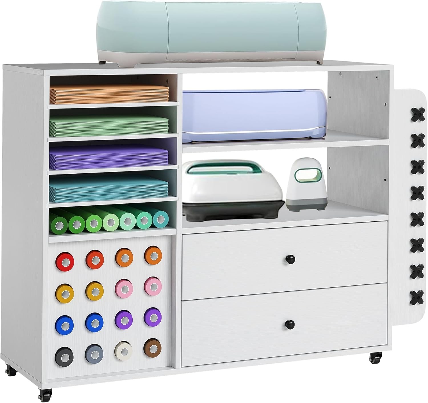 Rolling Craft Organization and Storage Cabinet Cart for Cricut Machines Table