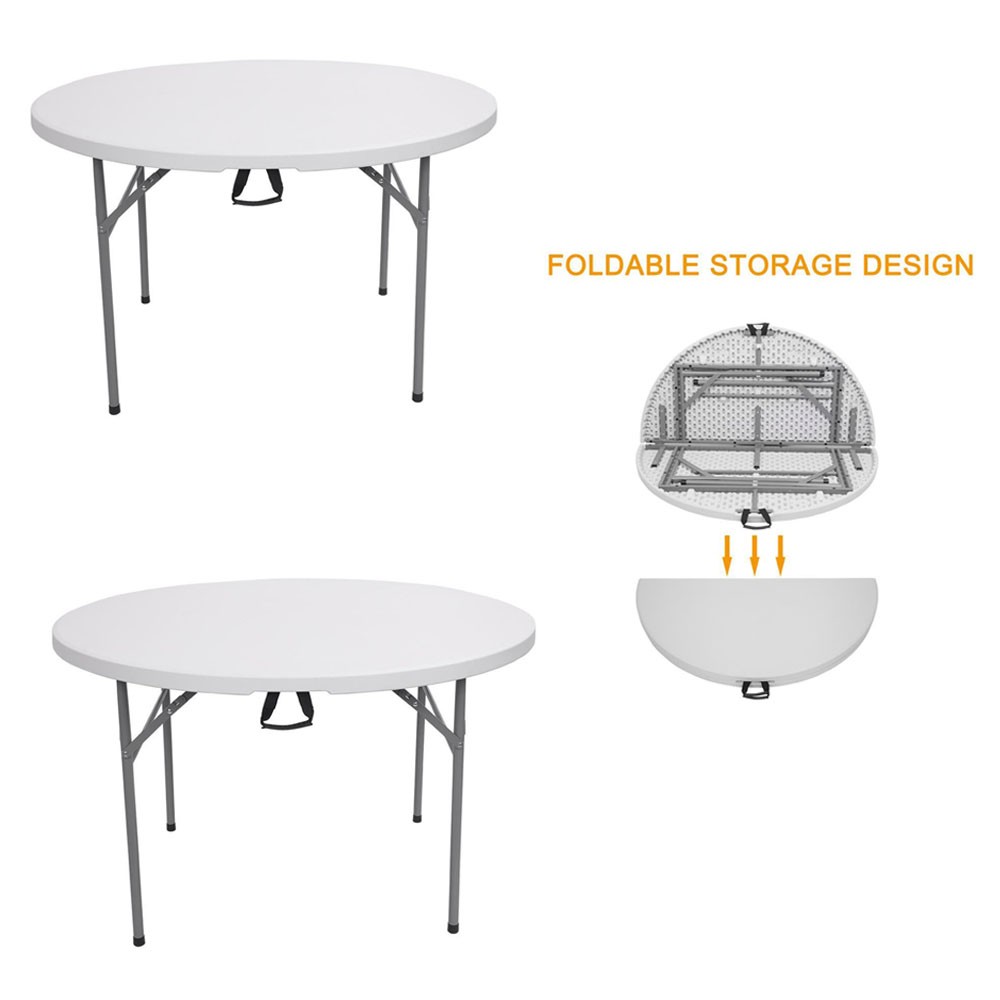 2xPortable Round Folding Table Outdoor Folding Utility Table for Family Reunions