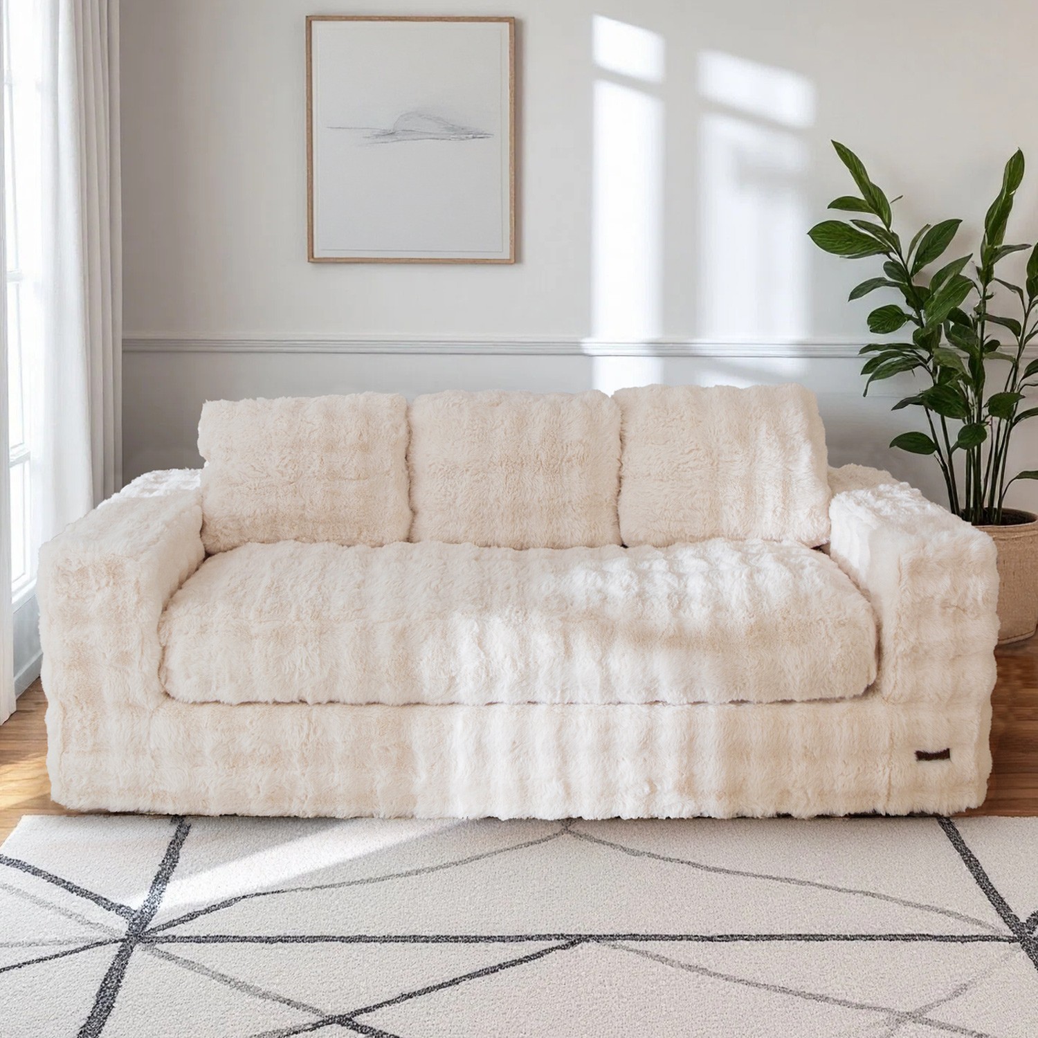 MAXYOYO 2/3 Seater Boneless Sofa Couch with Pillows,Comfy Plush Floor Sofa