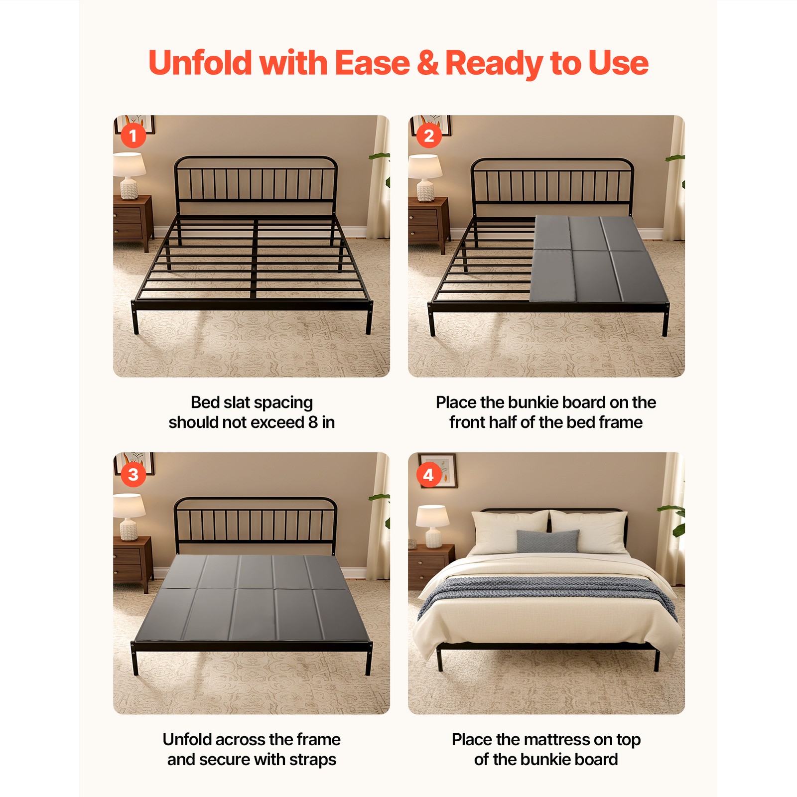 Uimoso Foldable Cal King Bed Board for Mattress Support on Metal Frames