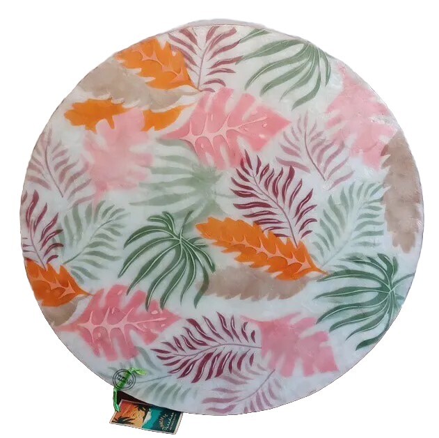 Pacific Paradise Gorgeous Tropical Palm Leaves, Capiz Shell Table, Brand New