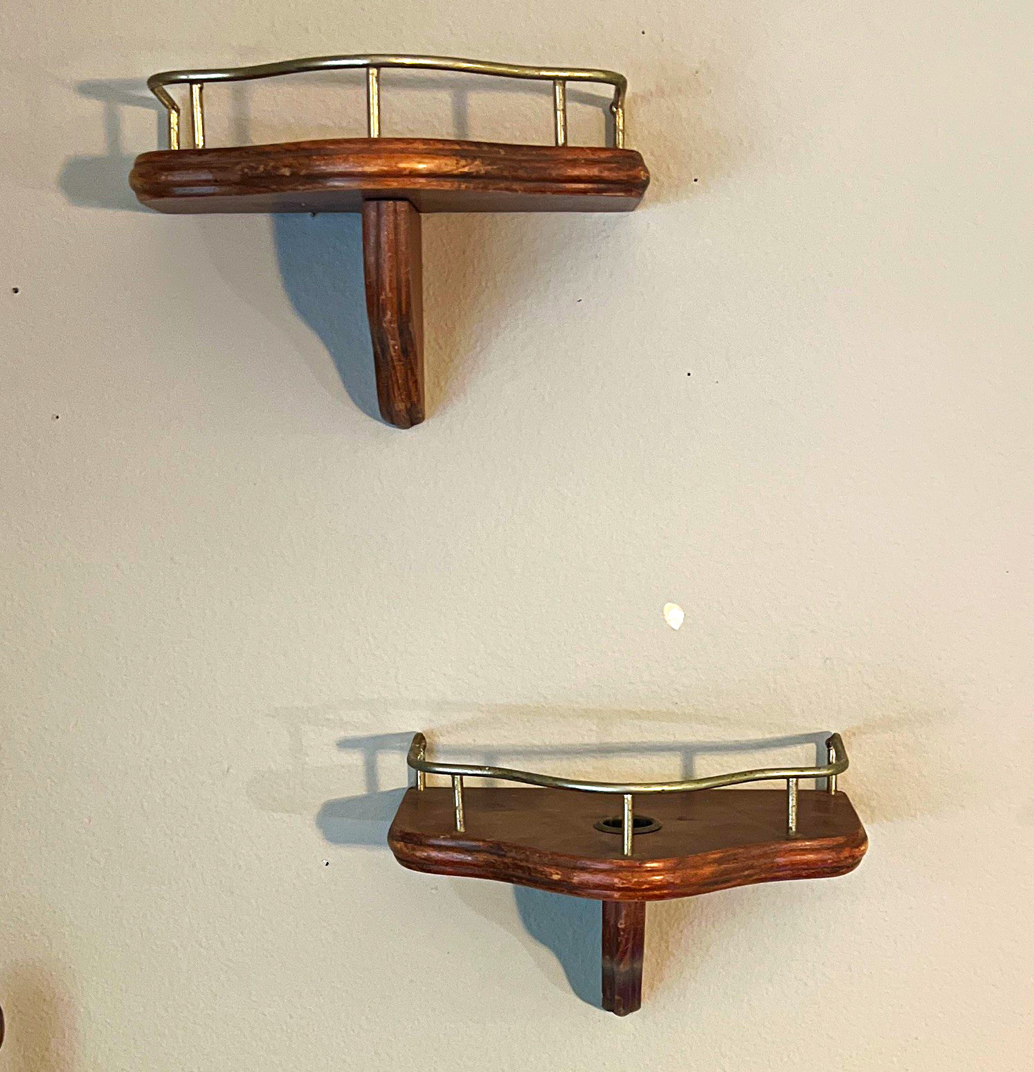 Vintage Set of 2 Triangle Corner Wall candle holder