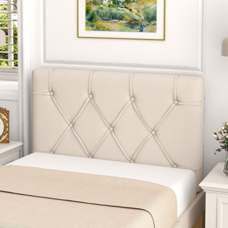 Soft Fabric Upholstered Elegant Headboard For Twin Size Bed w/ Adjustable Height