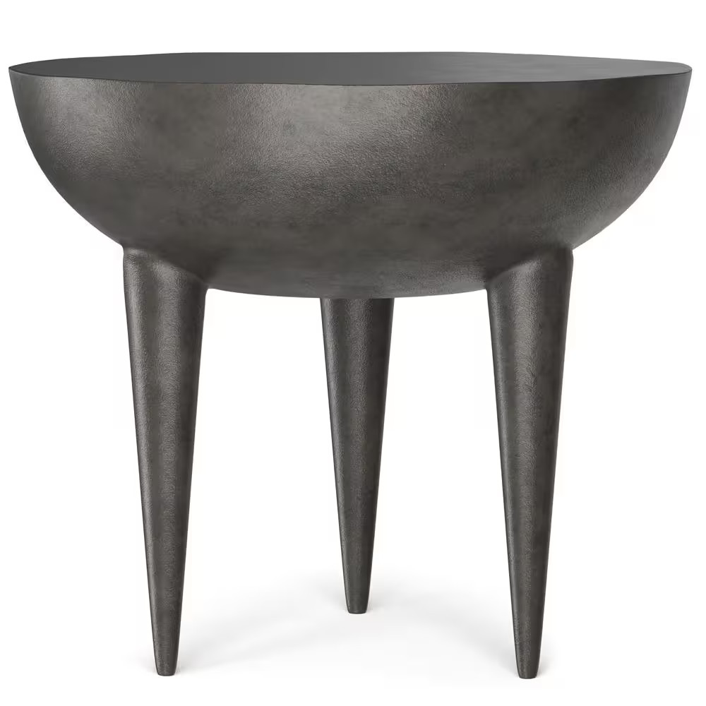 Otto Contemporary 21 In. Wide round Cast Aluminum Metal Side Table in Graphite,