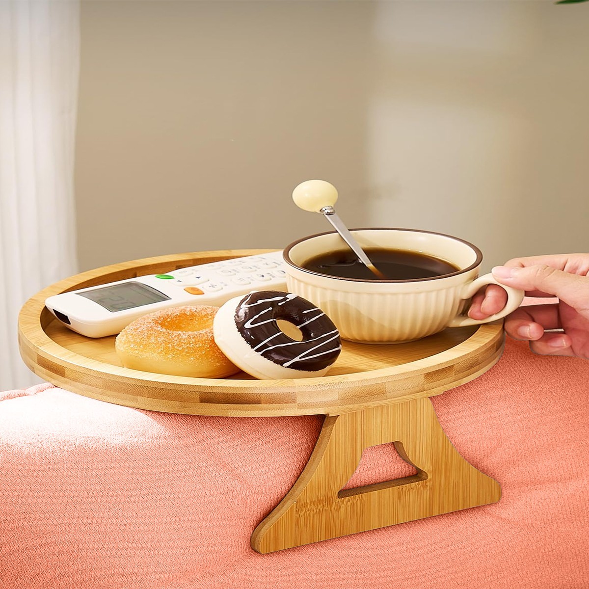 Sofa Arm Tray Table Clip-Bamboo Sofa Clip Side Table-Wide Sofa Arm Table