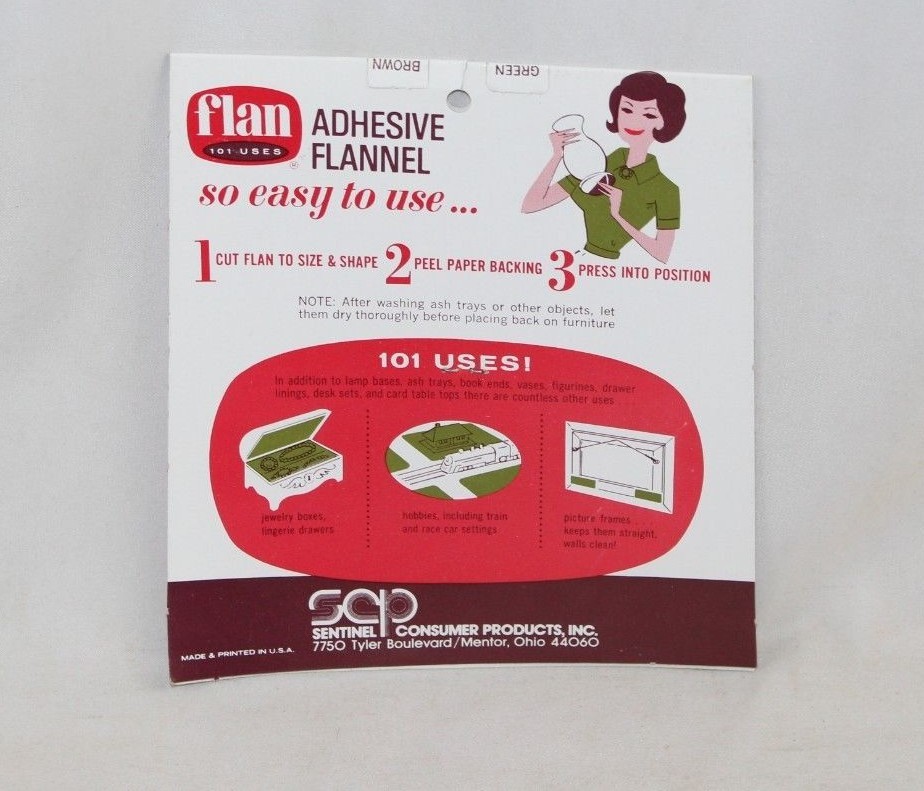 Vintage NOS 1970s FLAN Adhesive Flannel Scratch Proofer Furniture Protector