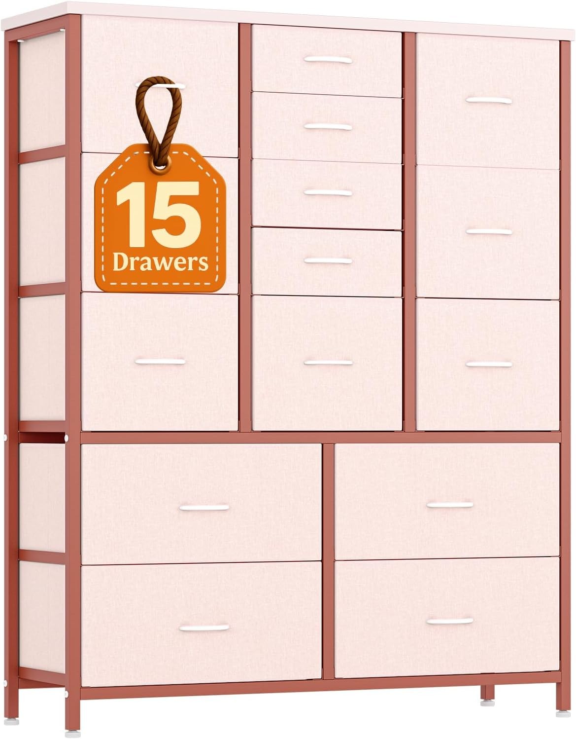 15 Drawers Dresser for Bedroom Chest Organizer Storage Tower with Fabric Bins