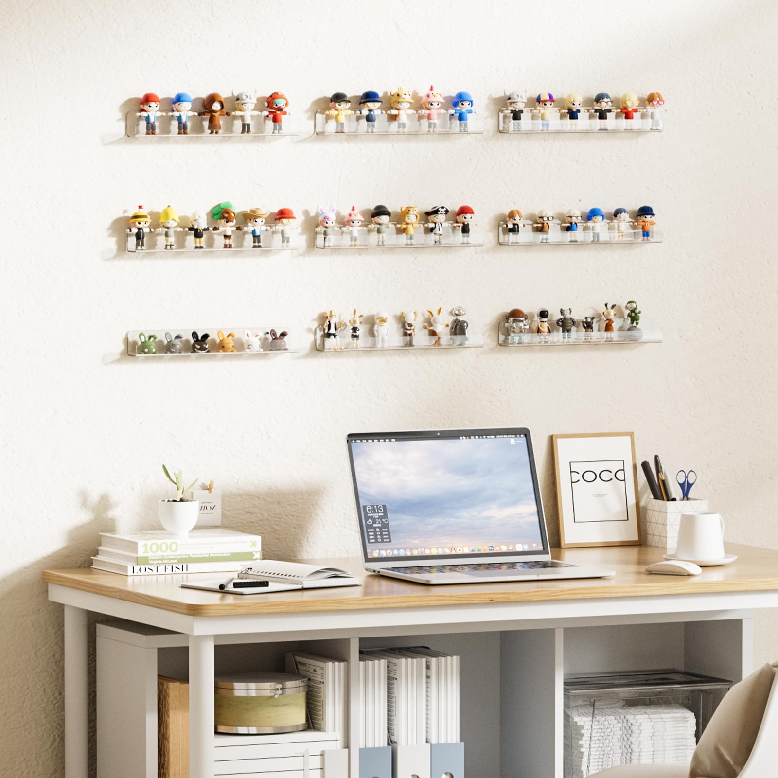 6 Pack Clear Acrylic Shelves 12 Nursery Book Shelves for Wall Floating