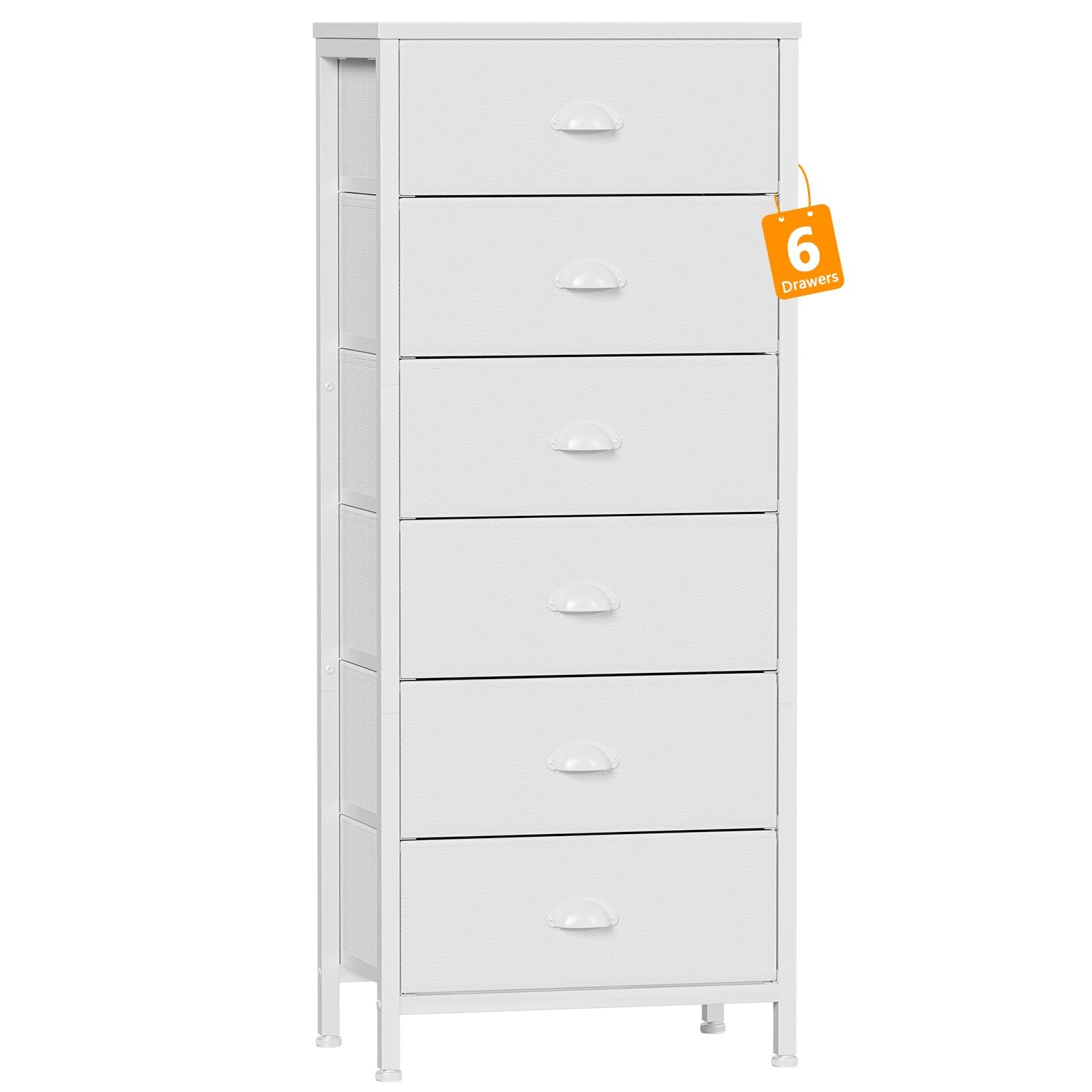 Furnulem White Tall Dresser for Bedroom Vertical Storage Tower Unit with 6