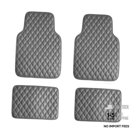 Universal Fit Diamond Gray Faux Leather Car Floor Mats