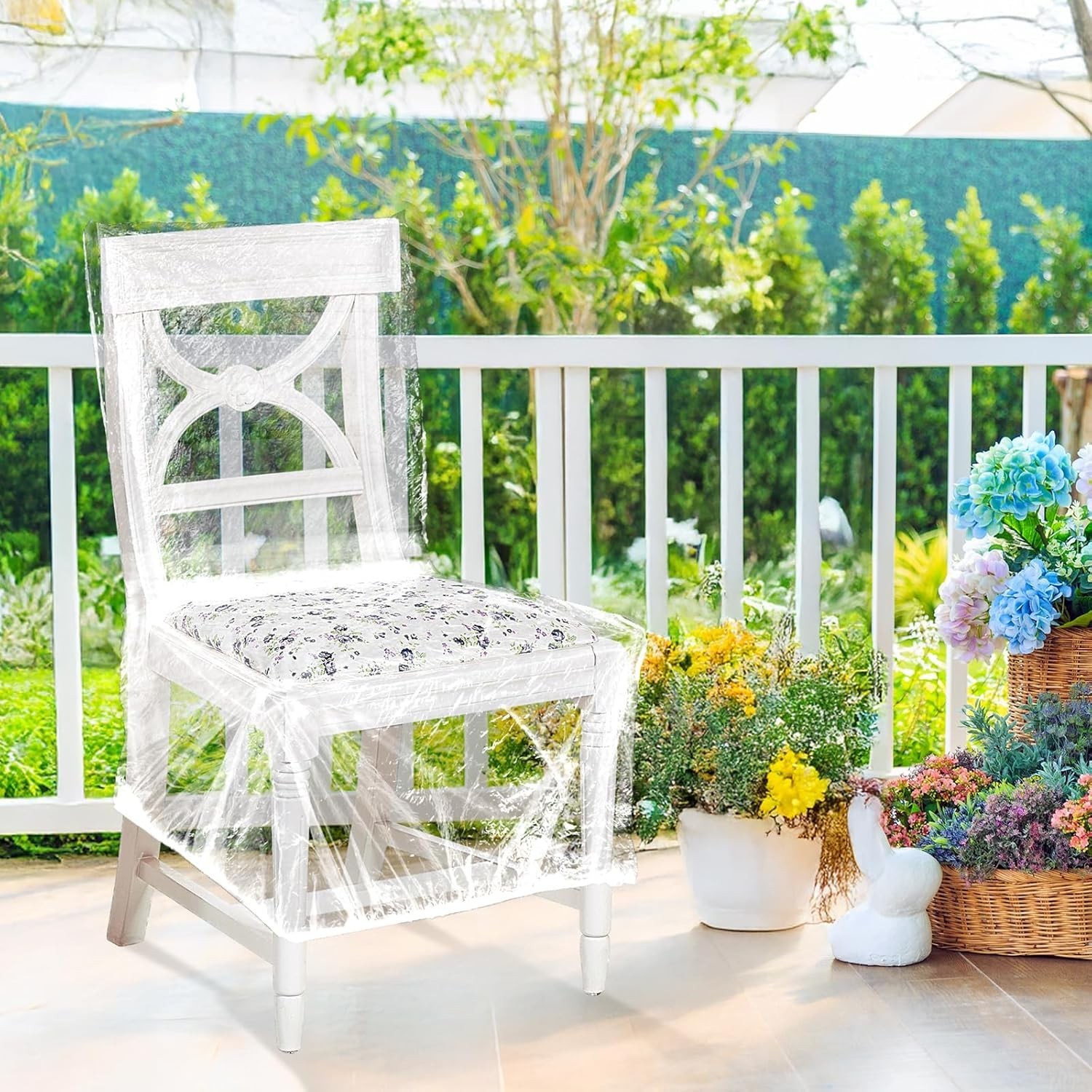 4 Pack Plastic Dining Chair Covers ONLY Clear Slipcovers Waterproof Seat