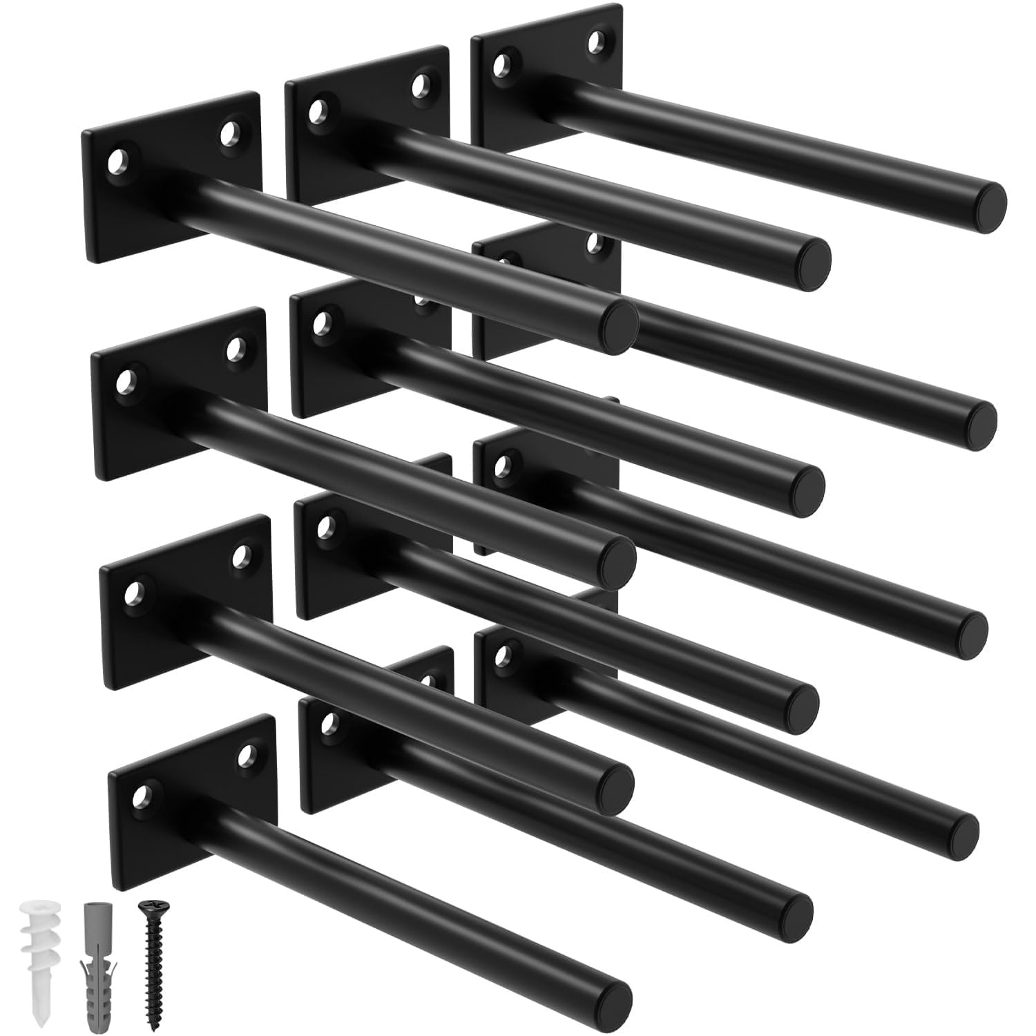 LEOPO 12Pack 6 inch Floating Shelf Brackets, Hidden Shelf Bracket for Wood, C…