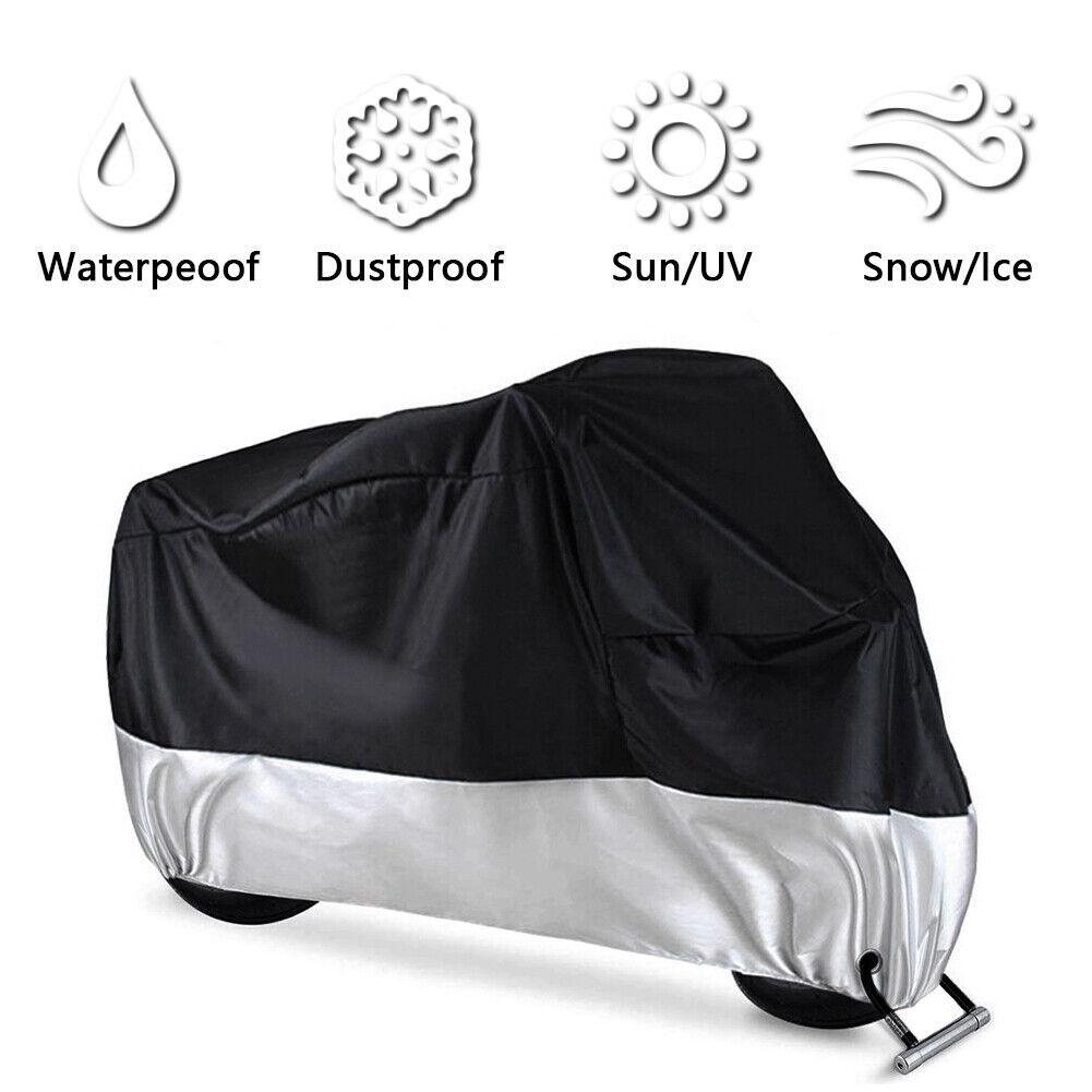 Motorcycle Cover Large Waterproof Heavy Duty For Outside Storage Snow Rain Cover