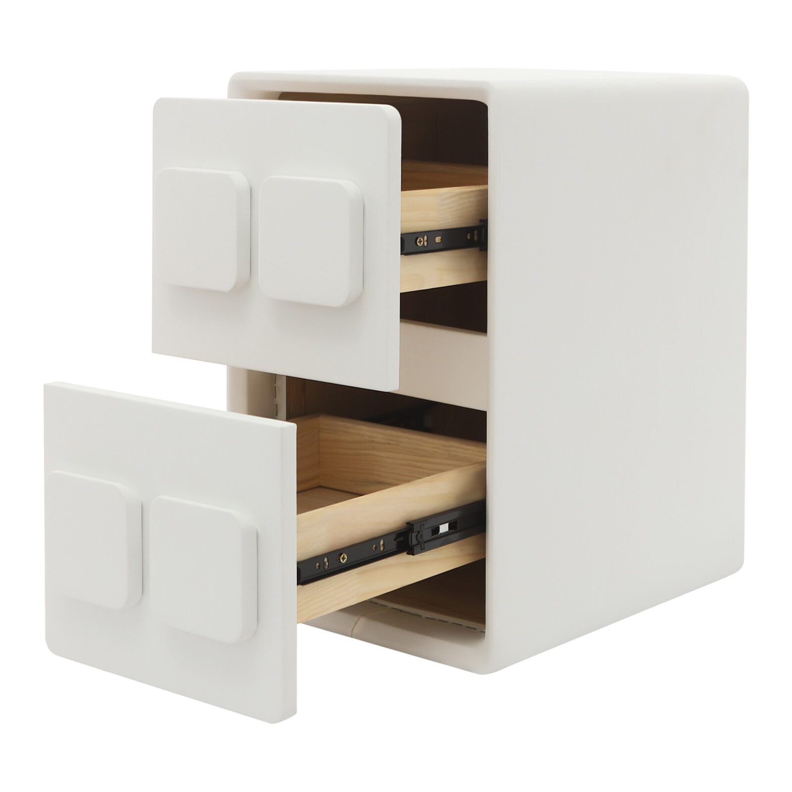 Bedside Table, White Bedside Table W/ 2 Drawers For Study, Bedroom, Living Room