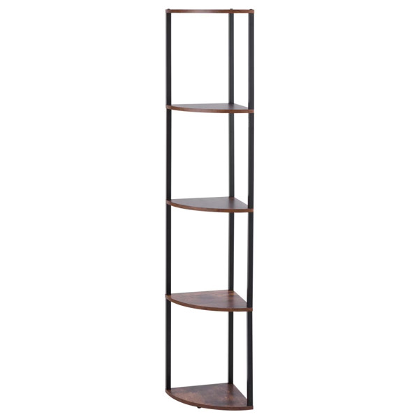 5-Tier Corner Shelf with LED Lighting Storage Rack For Bedroom Living Room 64in