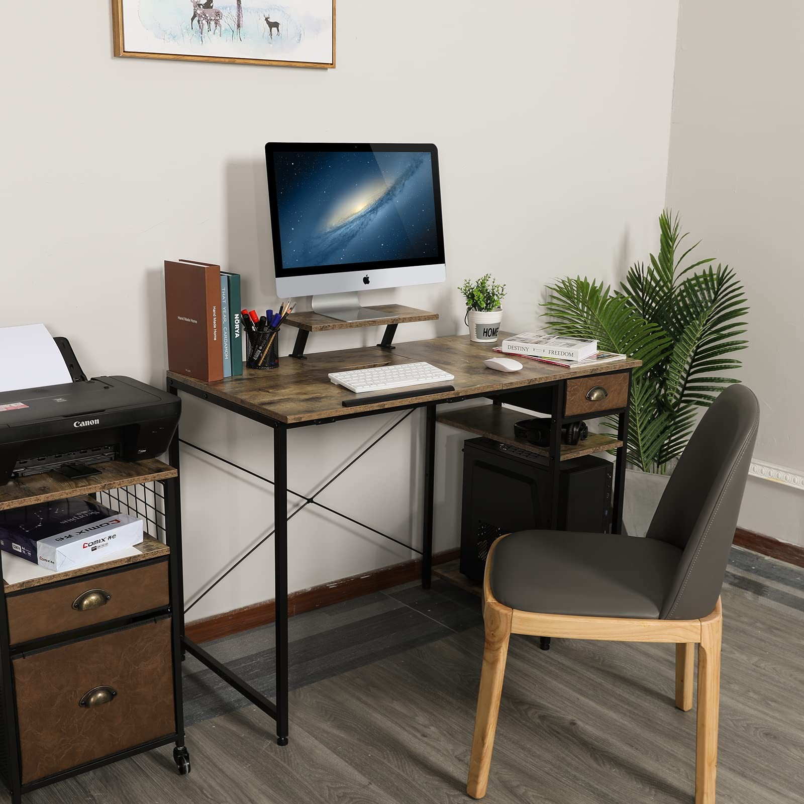 Drafting Table with Storage Shelves & Drawer, 43″ Adjustable Art Desk with Mo…