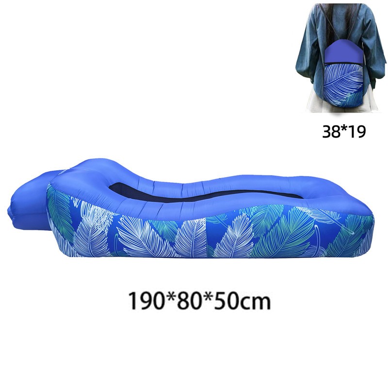 Inflatable Lounger Air Sofa Lazy Bed Travel Cammping Blow Up Beach Chair & Bag~