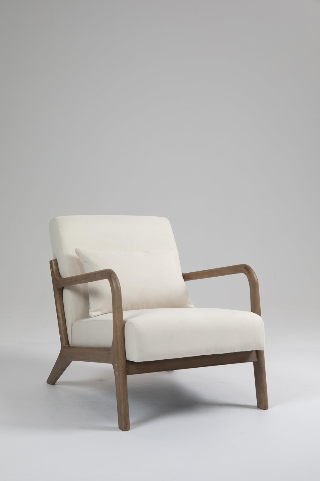 Mid Century Modern Accent Chair Wood Frame, Cotton Linen Nursery Glider Seat …