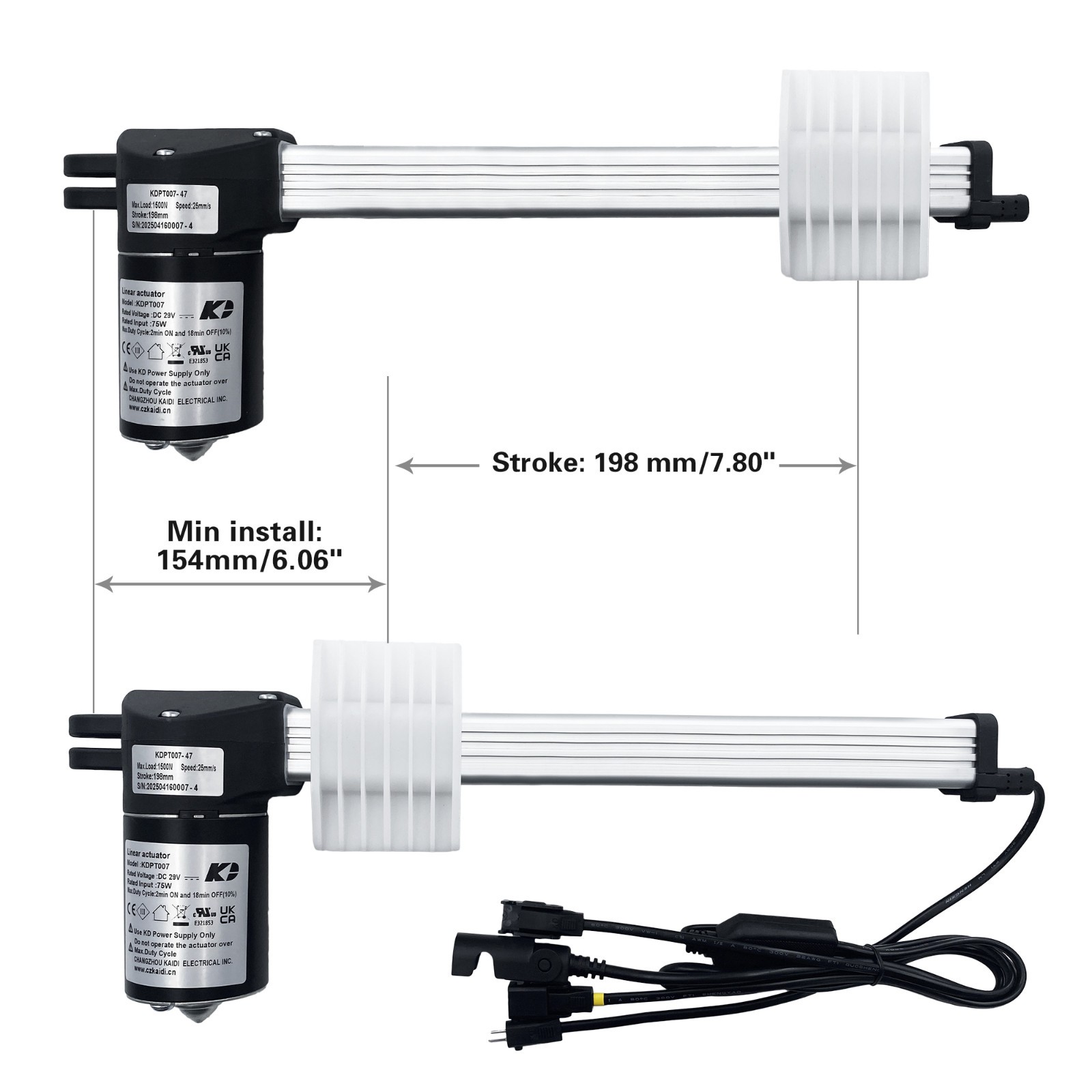 Power Recliner Lift Chair Parts Motor Linear Actuator Model KDPT007 KDPT007-47