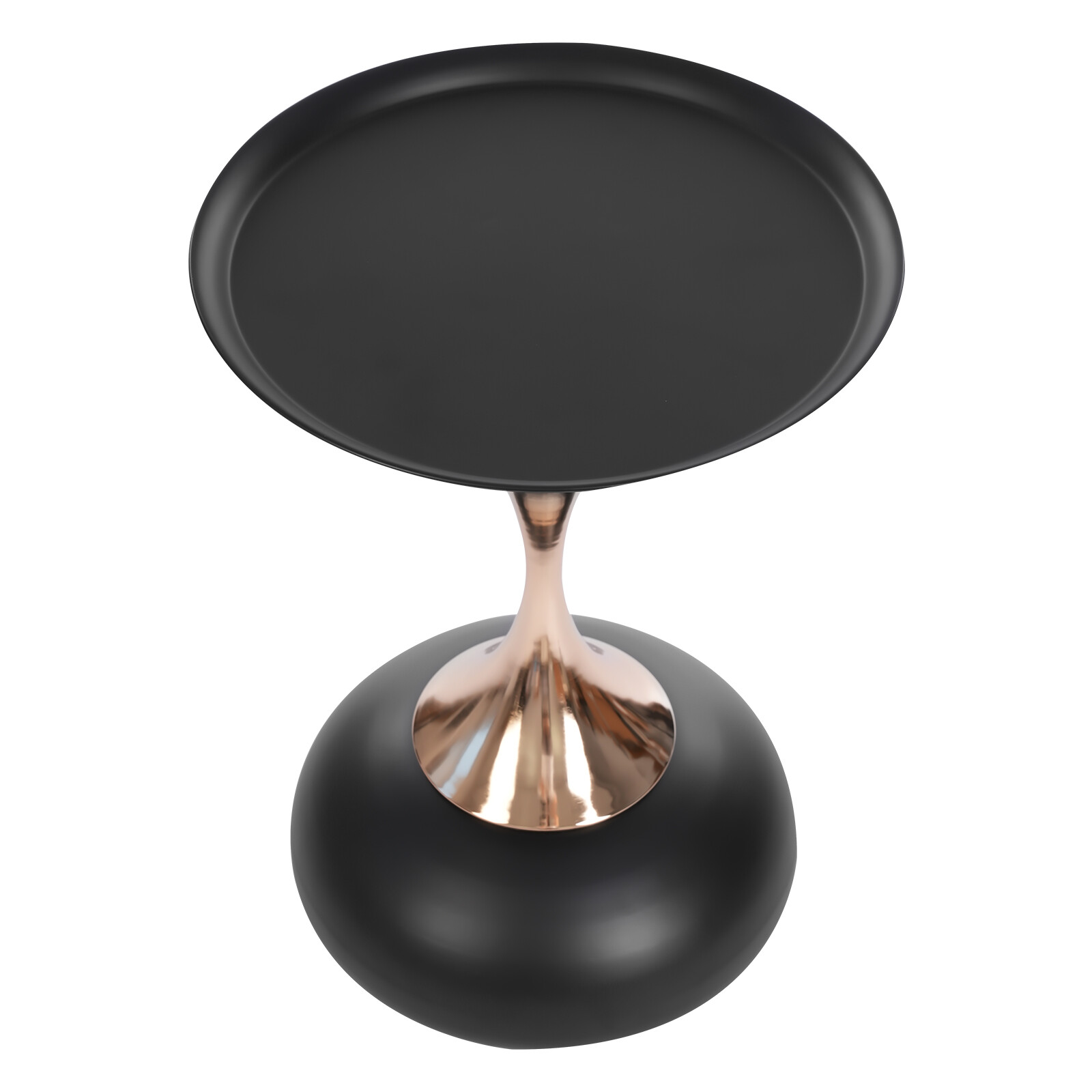 Black Round Side Table, 15.74*21.65 inch Metal End Table, Carbon Steel End Table