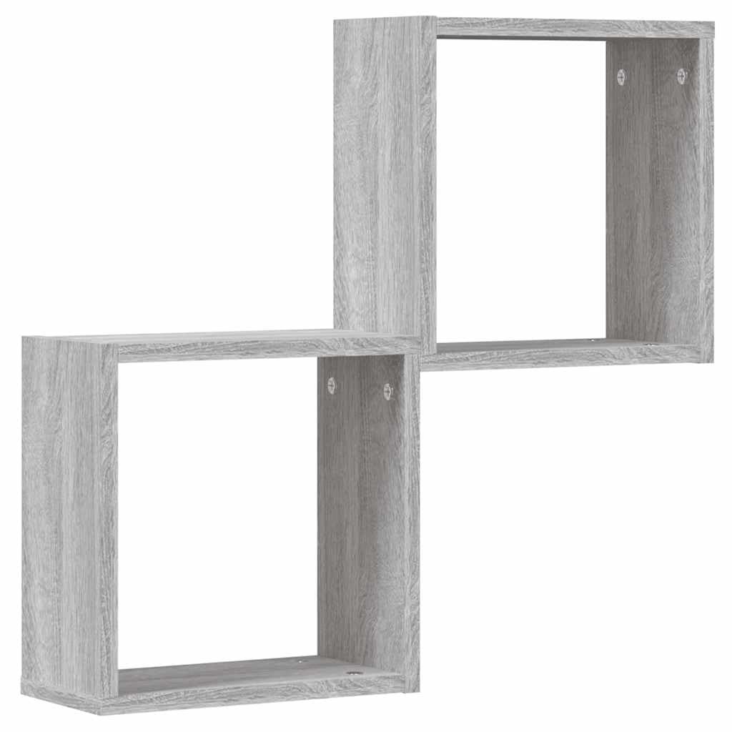 Modern Wall Cube Shelves Set of 2 Gray Sonoma 11.8X5.9X11.8 in Storage Floati…