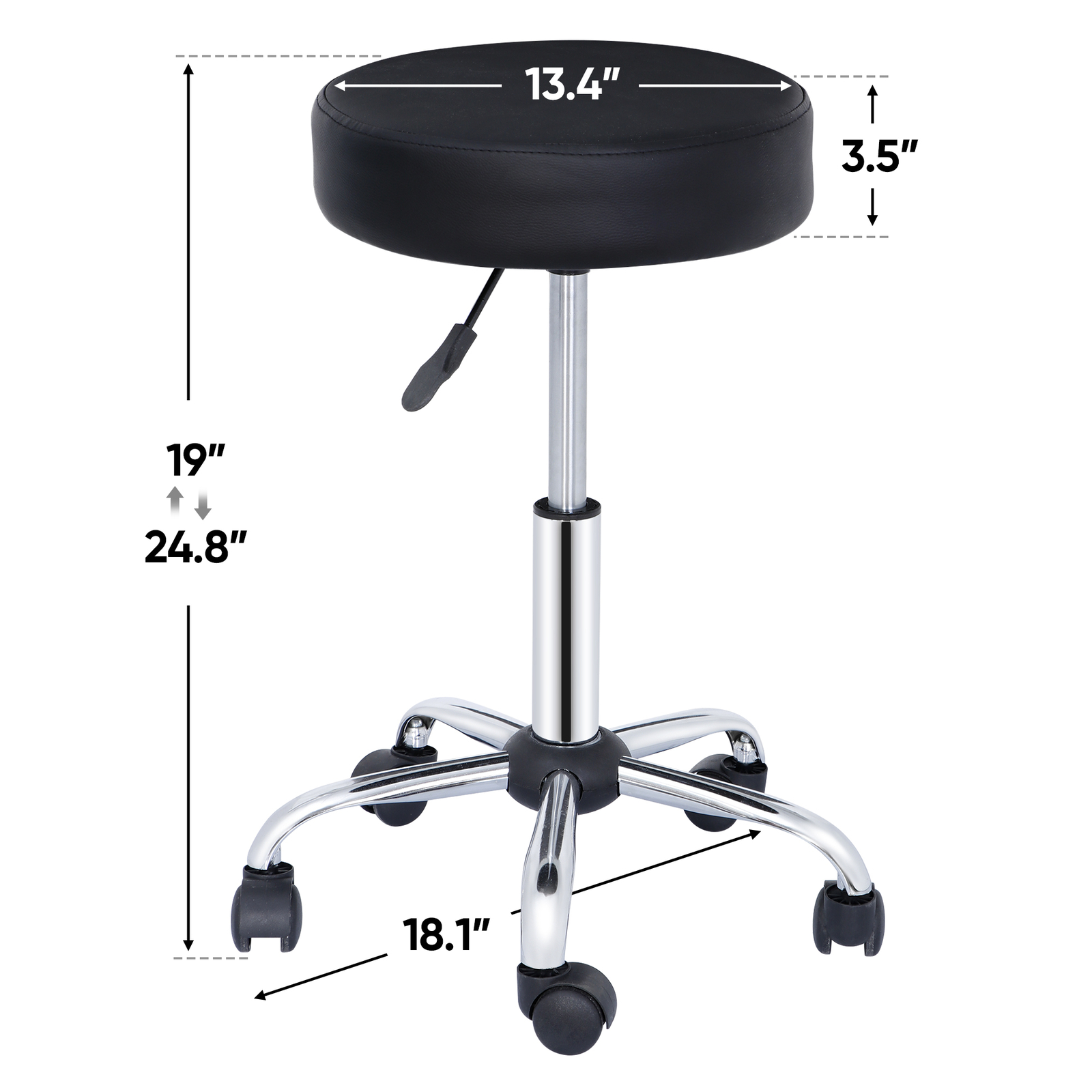 Adjustable Rolling Stool Hydraulic Swivel Salon Stool with Wheels for Office Spa