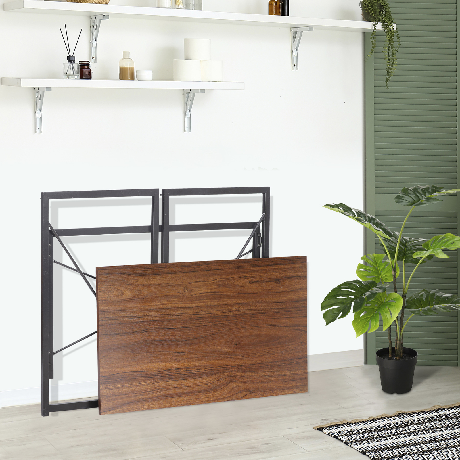 Office Foldable Table Writing Computer Desk Industrial Style Pc Laptop Table