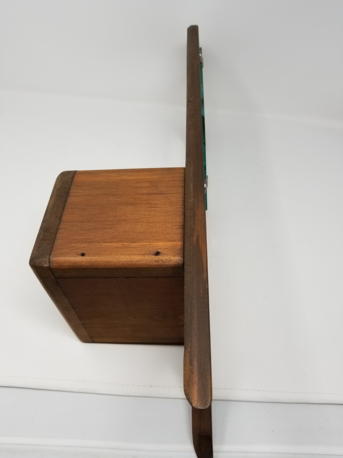 Primitive Wood Wall Mountable Caddy With Mirror and Dove Cutouts 24 1/2″