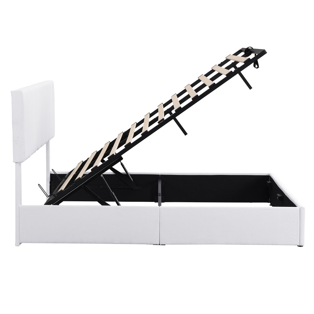 Queen Size Upholstered Platform Bed with A Hydraulic Storage System 80”L*60”W