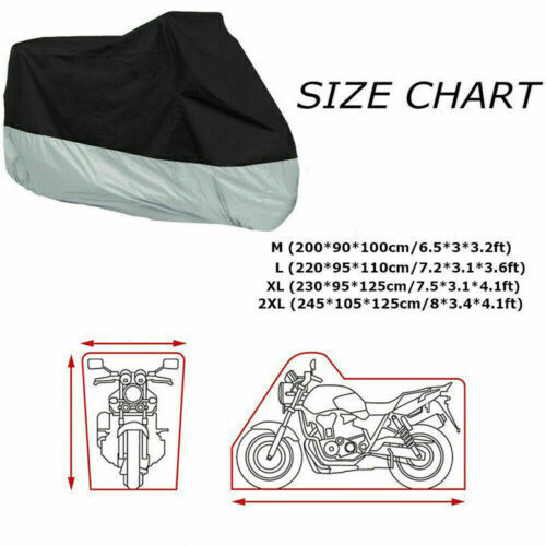 Motorcycle Cover Large Waterproof Heavy Duty For Outside Storage Snow Rain Cover