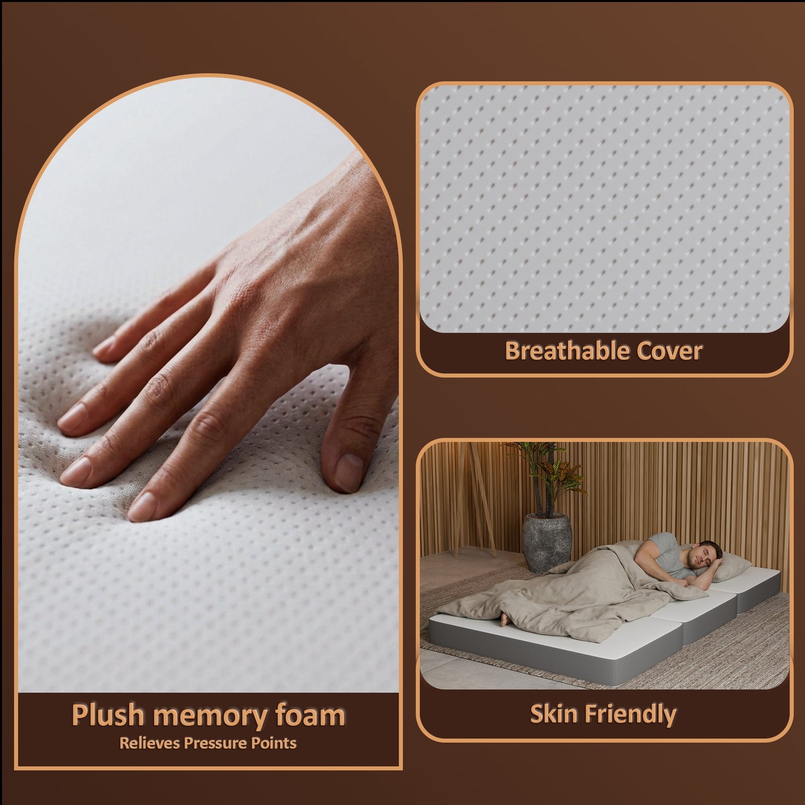 Sleep Sunset, 3” Trifold Memory Foam Mattress, 25-inch, Non-Standard Size.
