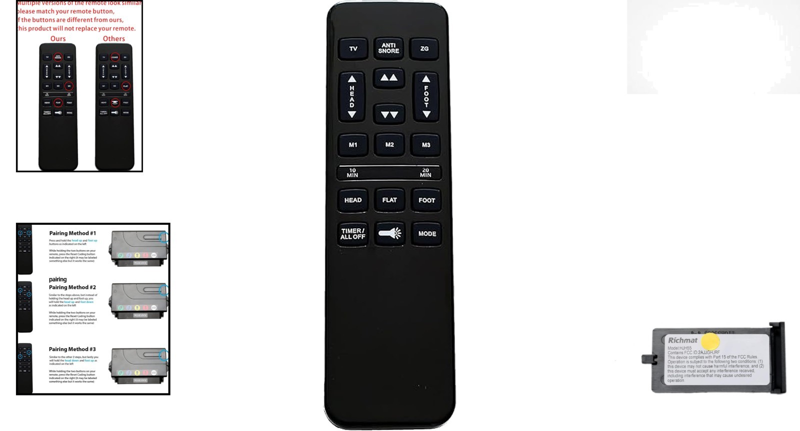 Classic Brands Adjustable Bed Remote – Ergonomic, Black, Infrared Control