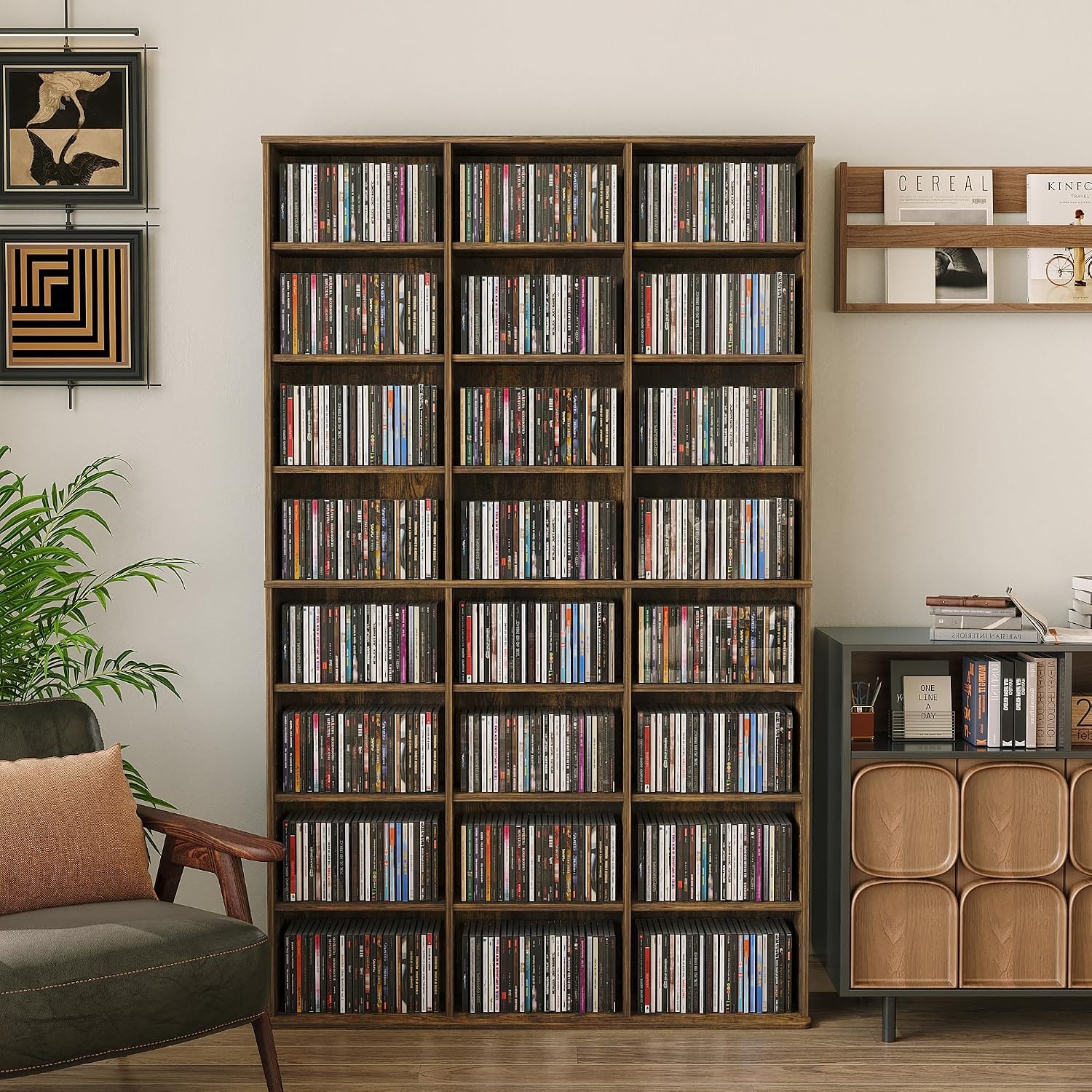 DVD Storage Tower with Adjustable Shelves 9-Tier DVD Rack Tower for CDs DVDs