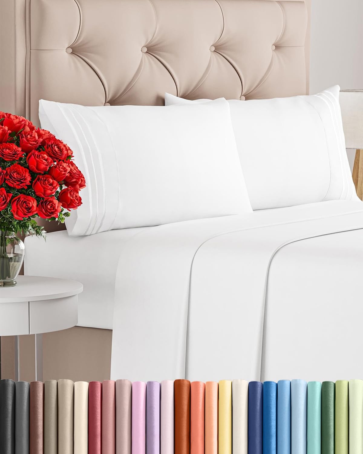 Queen Size 4 Piece Sheet Set – Comfy Breathable & Cooling Sheets – Hotel Luxury