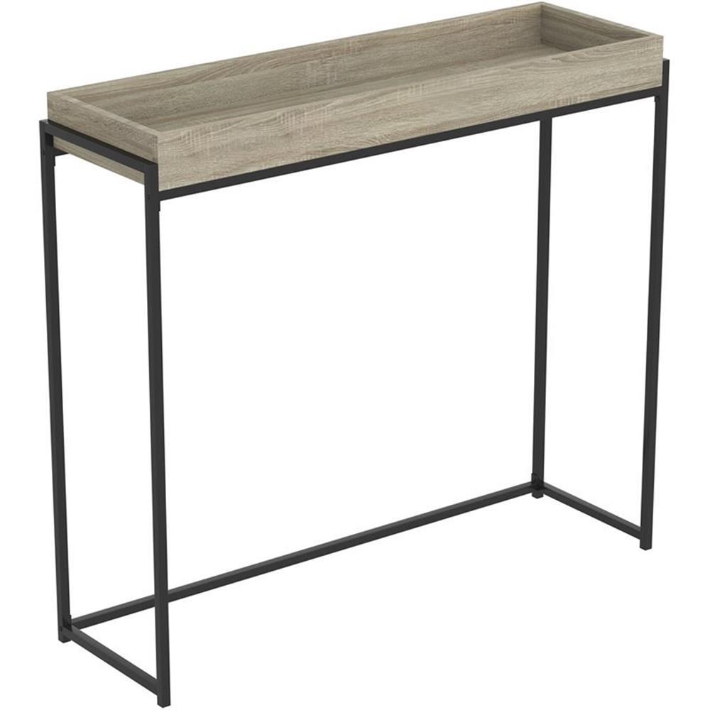 Safdie & Co. 39.5″L Sunken Tray Console Table in Dark Taupe