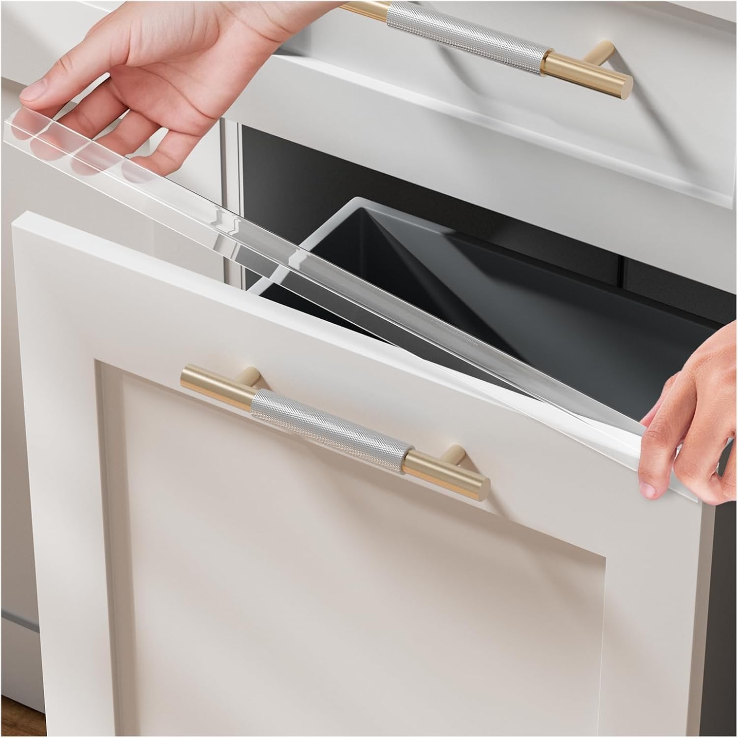 2 Pack Cabinet Protectors for Kitchen Cabinets, 18″ Length Clear Cabinet Door…