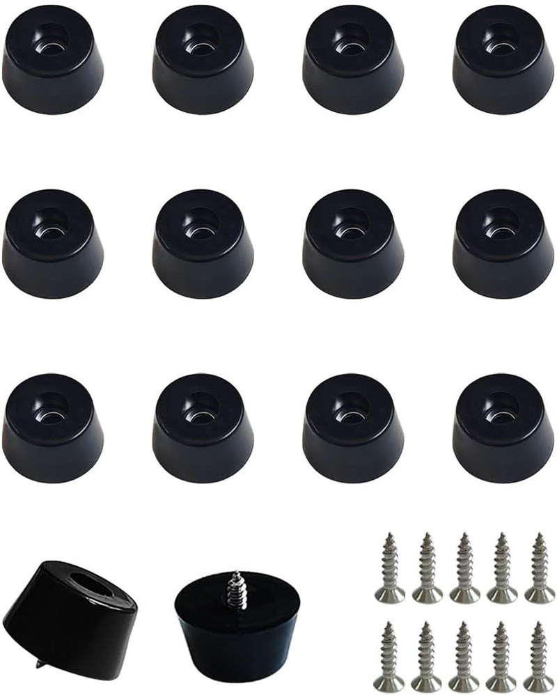 20 PCS Black Rubber Feet with Stainless Screws, Non Slip Rubber Bumper for Cutti
