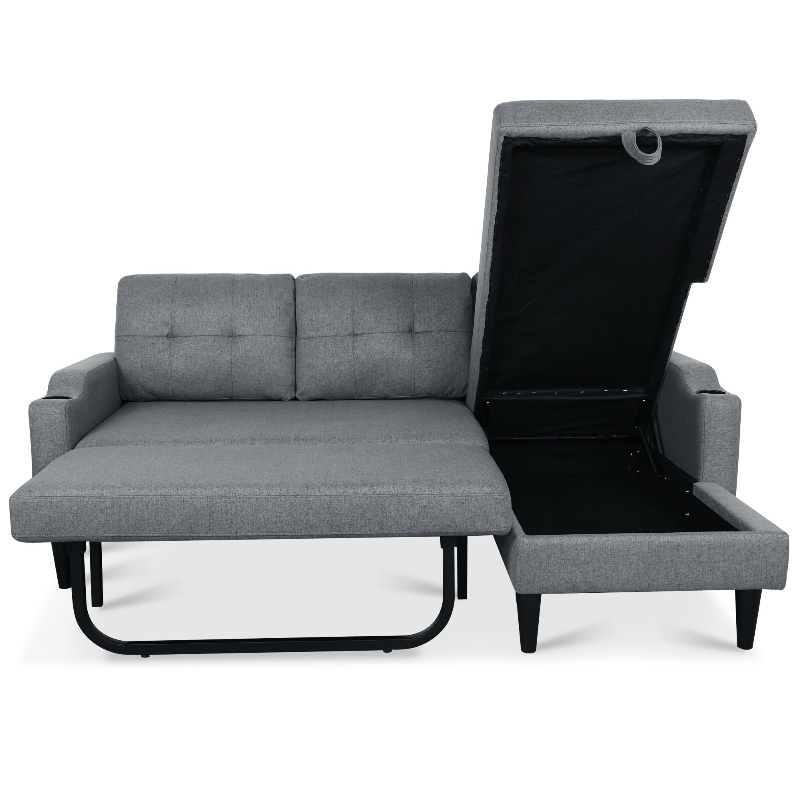 Modern Sectional Sofa Bed Modular Couch with Storage Chaise Lounge Cup Holders